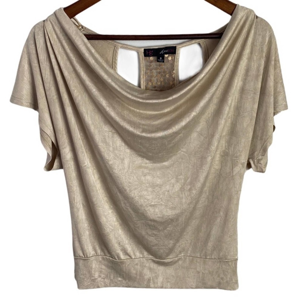 HeartSoul Drape Neck Gold Top Size Small
